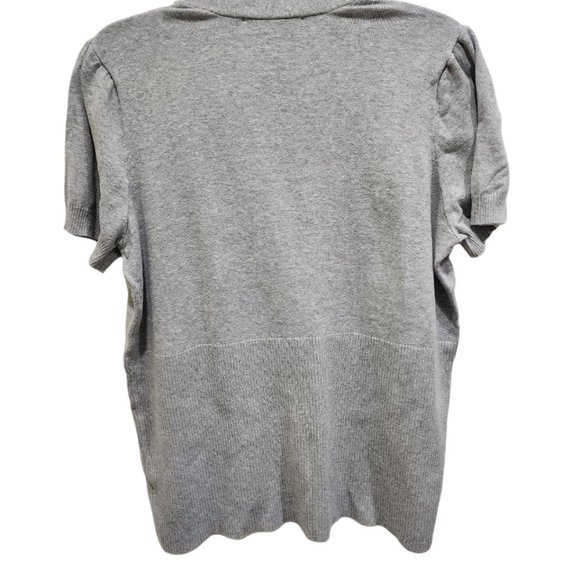 AE City Bow Front Sweater Women's Size 1X Gray Short Sleeve Top - Picture 4 of 15